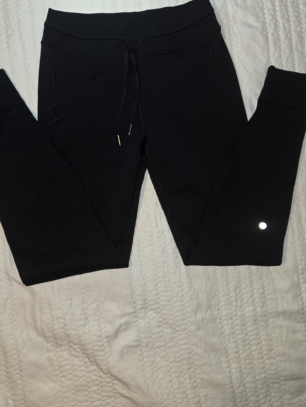 lululemon athletica Black Textured Leggings with Drawstring